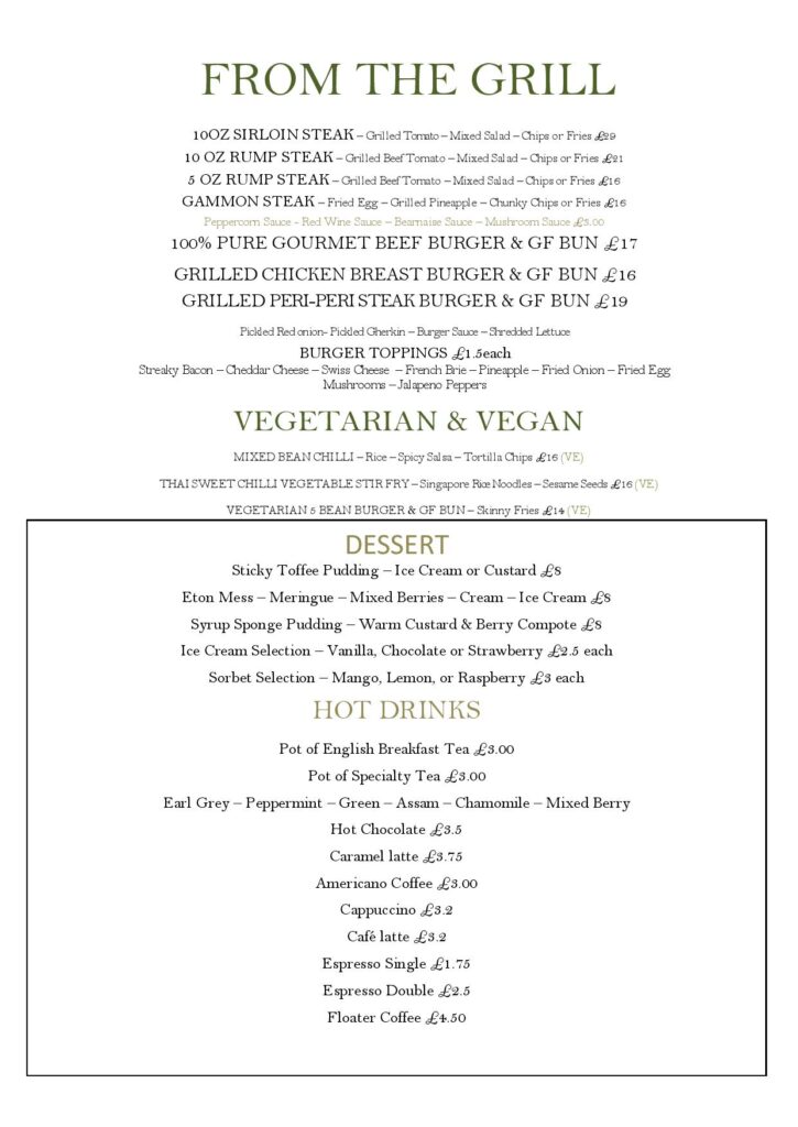GLUTEN FREE MENU AT THE COWPER ARMS PUB AND KITCHEN IN DIGSWELL, NEAR WELWYN GARDEN CITY, HERTS
GLUTEN FREE GRILLS, BURGERS, VEGETARIAN, VEGAN AND GLUTEN FREE DESSERTS